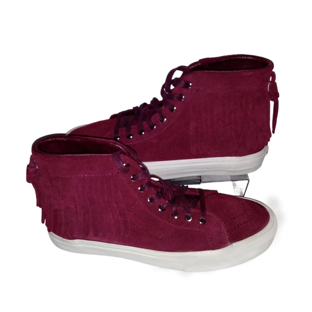 Vans Purple Suede Fringe Sk8 Shoes Unisex 9.5W 8M Super Clean MSRP 109.00